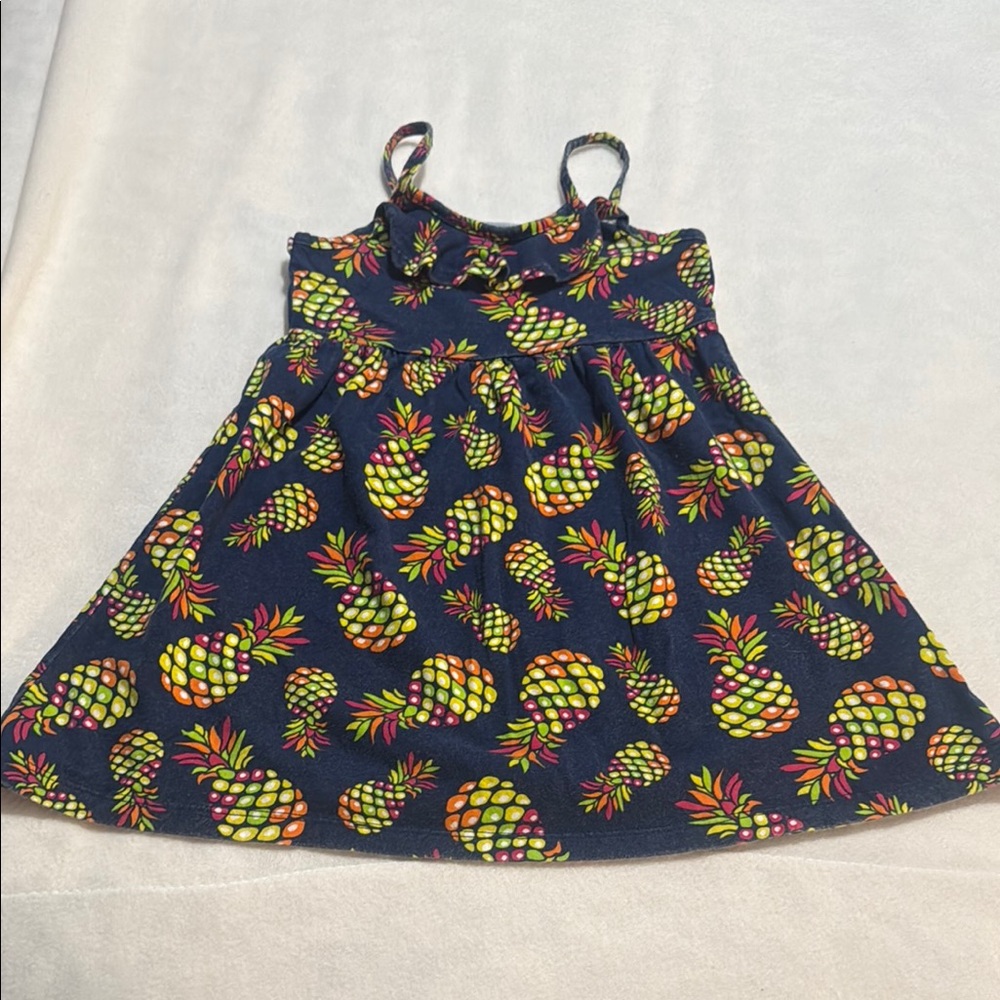 Faded Glory Kids Pineapple Print Dress - Navy and Yellow